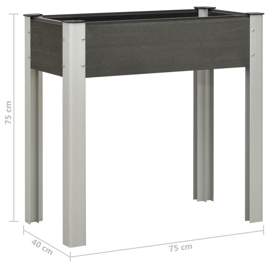 Mesa de cultivo para jardín WPC gris 75x40x75