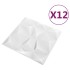 Paneles de pared 3D 12 unidades blanco diamantes 3 m² 50x50