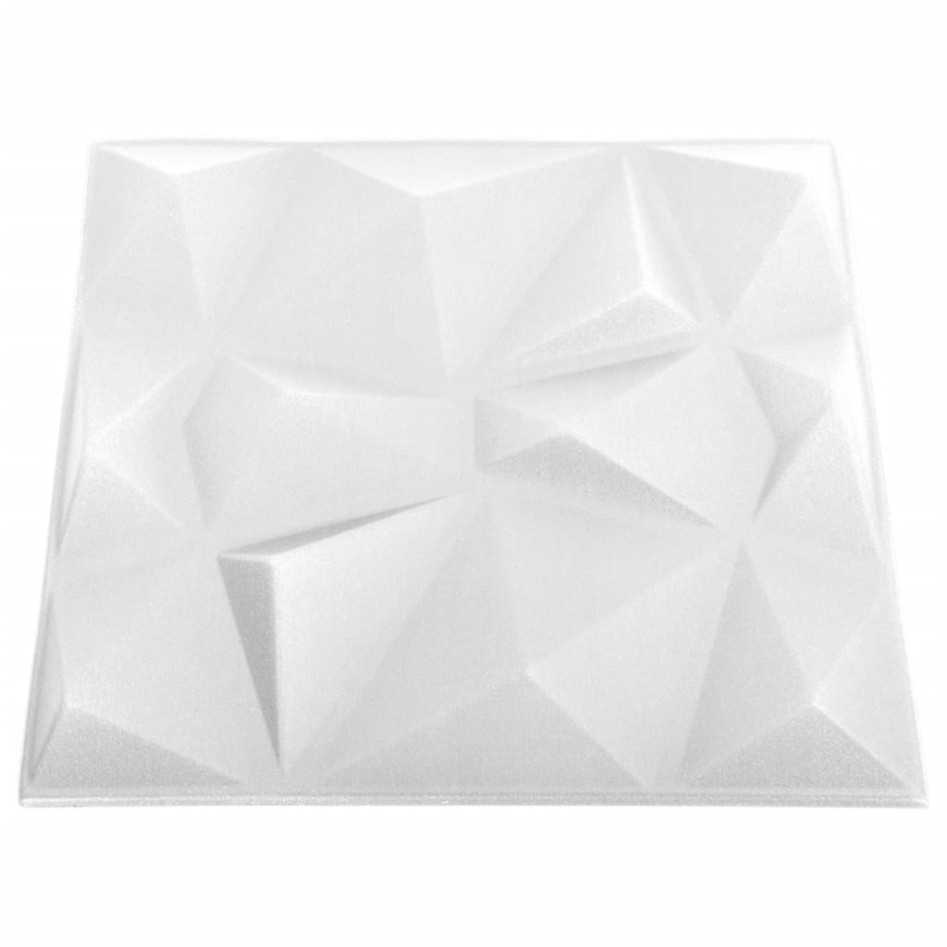Paneles de pared 3D 12 unidades blanco diamantes 3 m² 50x50