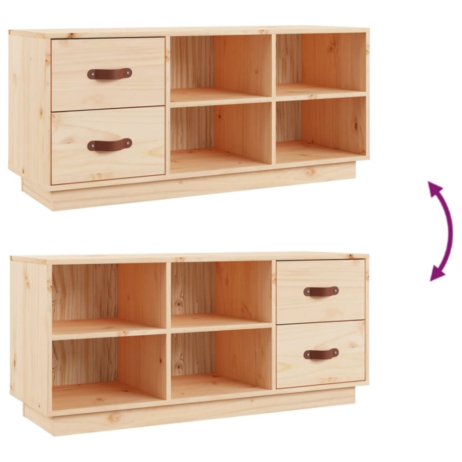 Banco zapatero madera maciza de pino 100x34x45