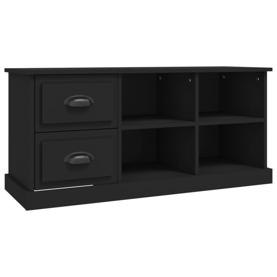 Mueble de TV madera contrachapada negro 102x35,5x47,5