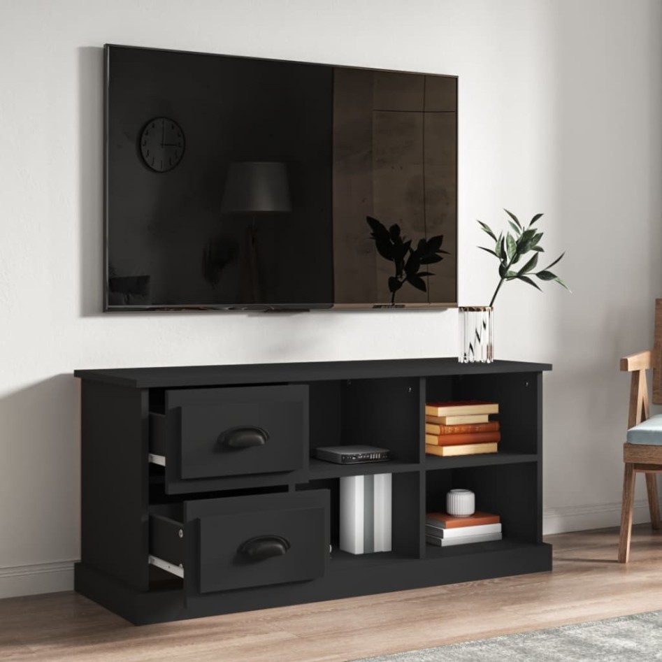 Mueble de TV madera contrachapada negro 102x35,5x47,5