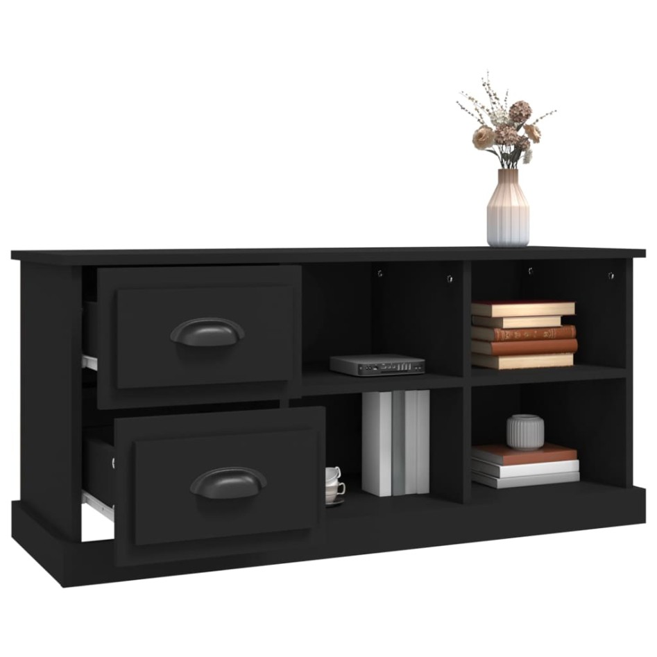 Mueble de TV madera contrachapada negro 102x35,5x47,5