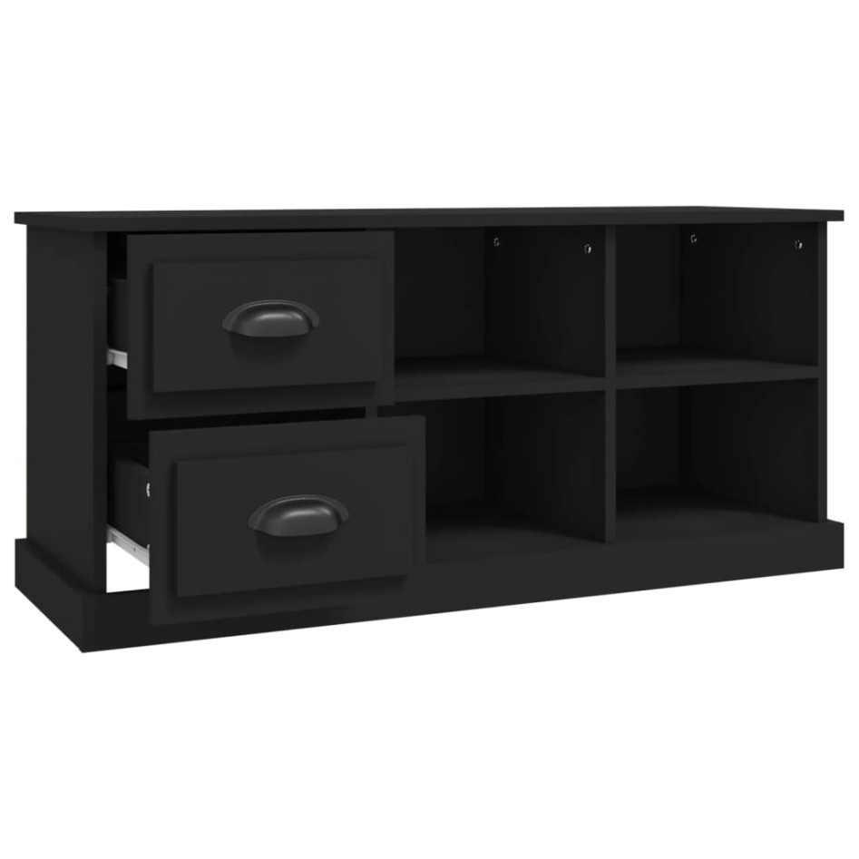 Mueble de TV madera contrachapada negro 102x35,5x47,5