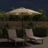 Sombrilla de jardín con luces LED palo de acero taupe