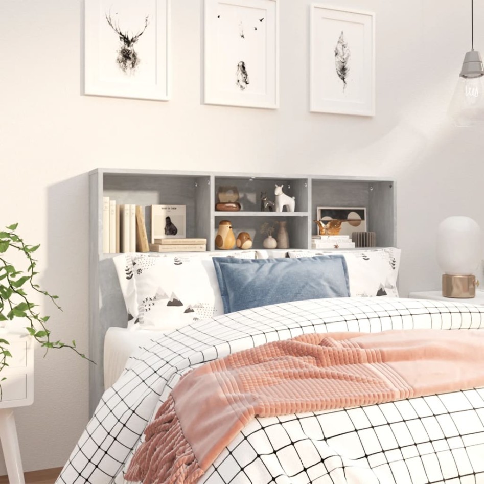 Mueble cabecero gris hormigón 120x19x103,5