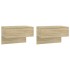 Mesita de noche de pared 2 uds color roble