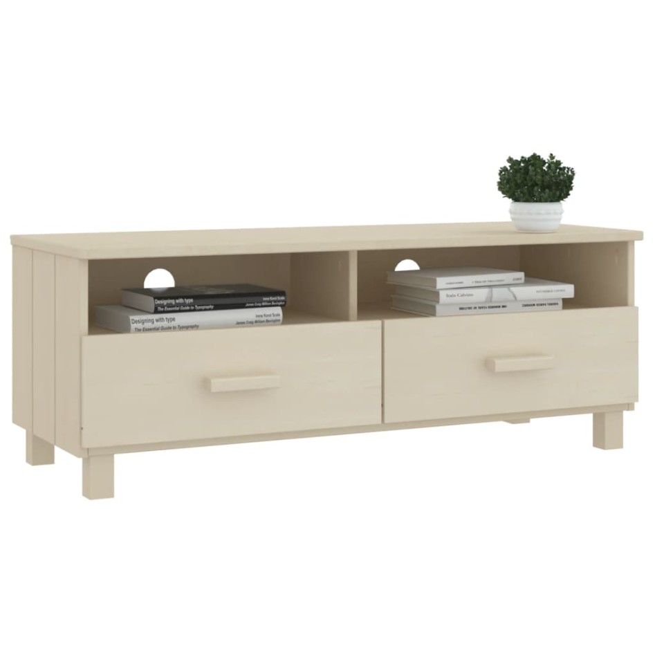 Mueble TV HAMAR madera de pino maciza marrón miel 106x40x40