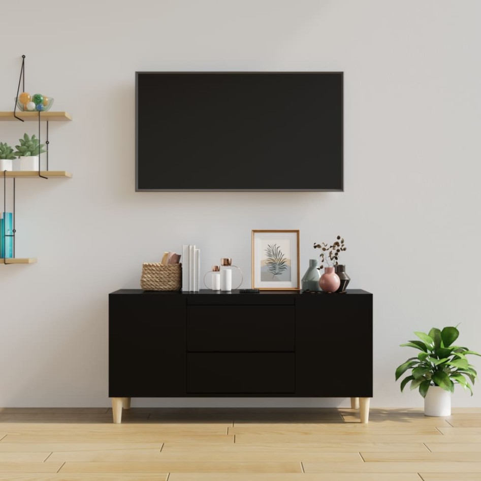 Mueble para TV madera contrachapada negro 102x44,5x50
