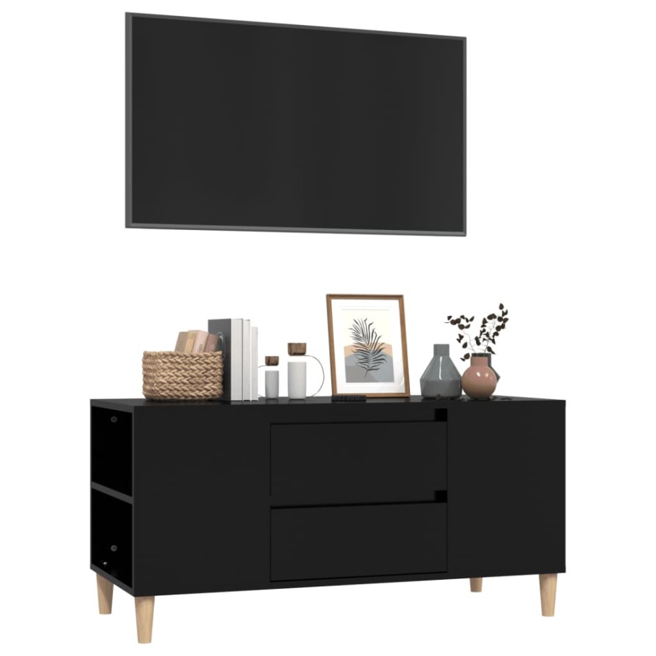 Mueble para TV madera contrachapada negro 102x44,5x50