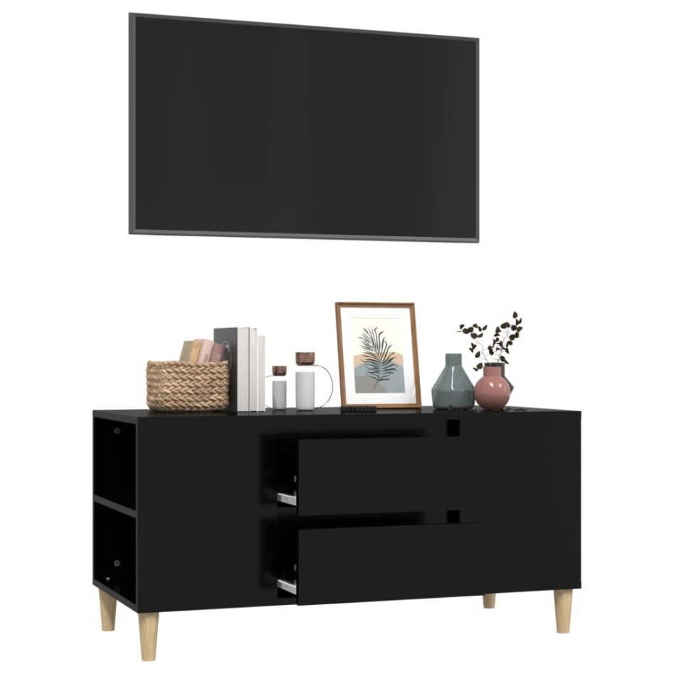 Mueble para TV madera contrachapada negro 102x44,5x50