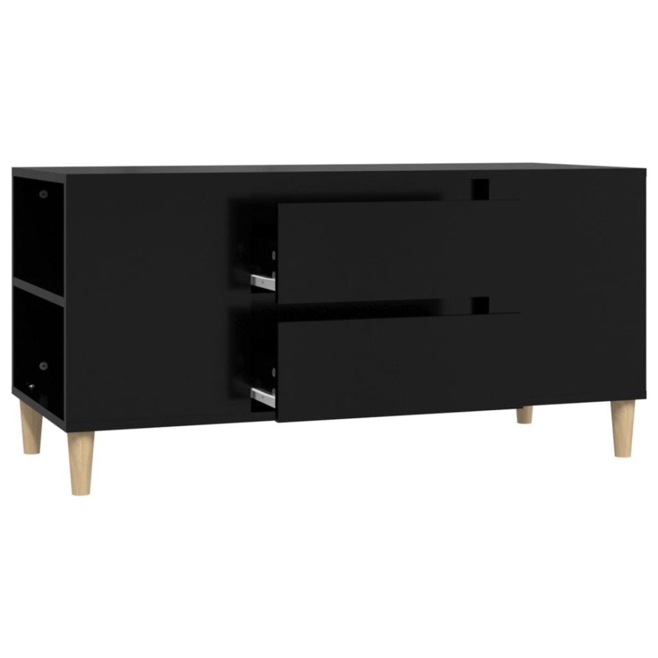 Mueble para TV madera contrachapada negro 102x44,5x50