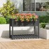 Jardinera con estante madera maciza de pino gris 111,5x54x81