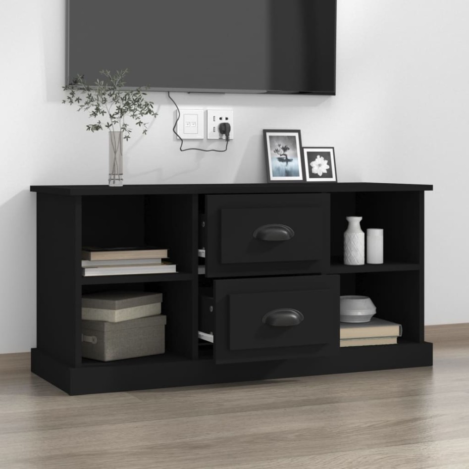 Mueble para TV madera contrachapada negro 99,5x35,5x48