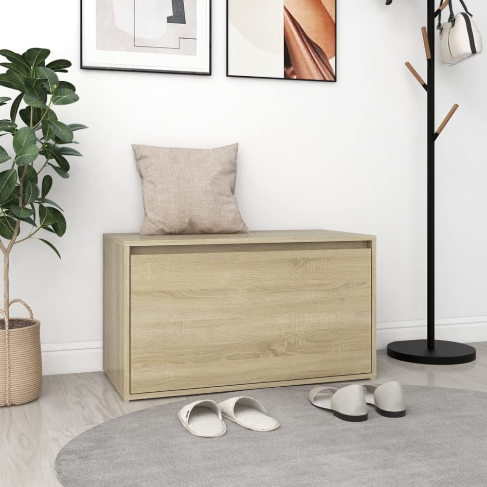 Banco pasillo madera de ingeniería roble Sonoma 80x40x45