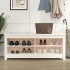 Banco zapatero madera maciza de pino blanco 110x38x45,5