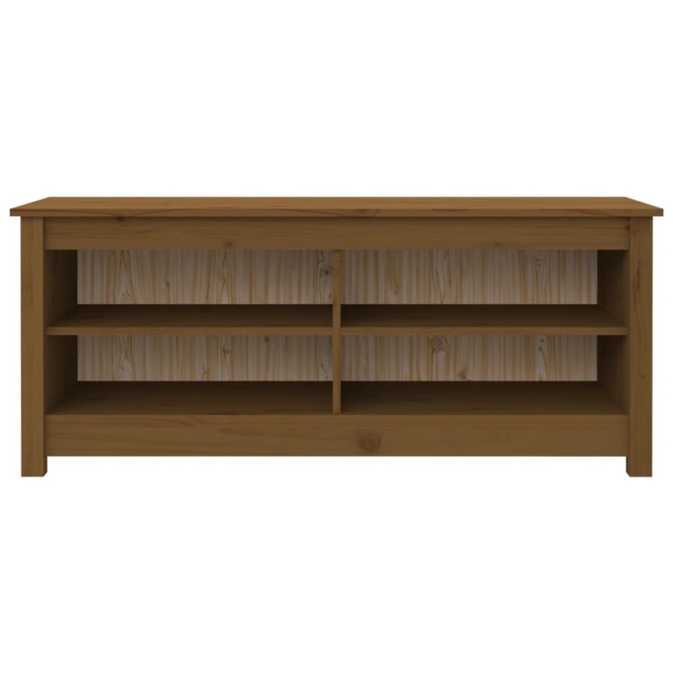 Banco zapatero madera maciza de pino marrón miel 110x38x45,5