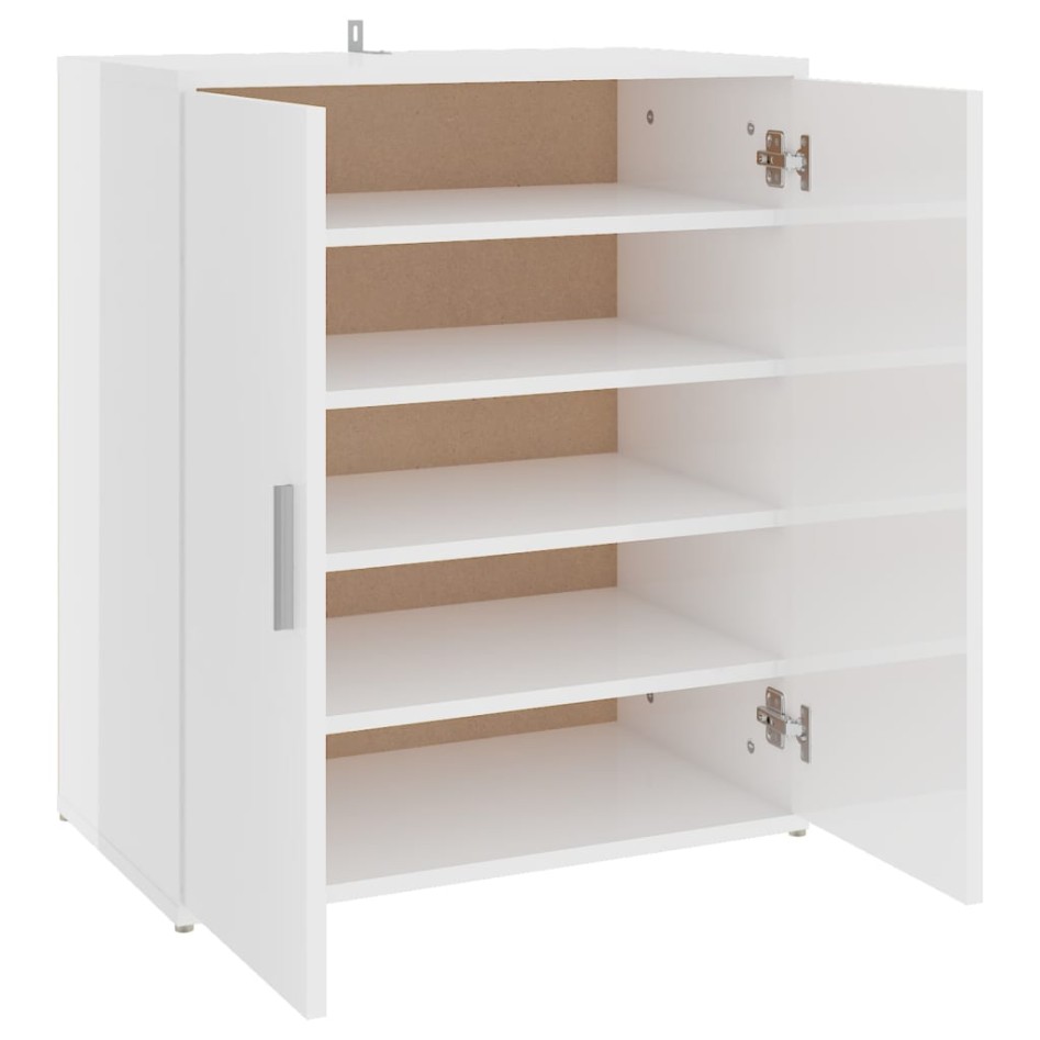 Mueble zapatero madera de ingeniería blanco brillo 60x35x70