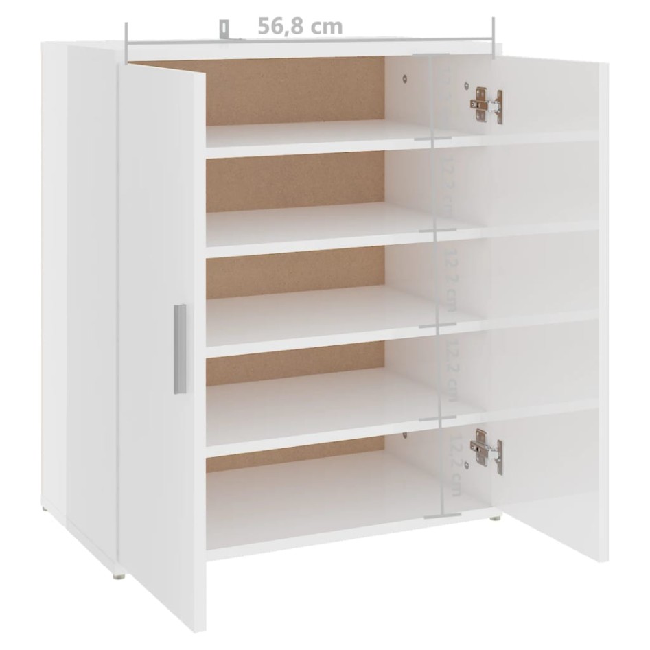 Mueble zapatero madera de ingeniería blanco brillo 60x35x70