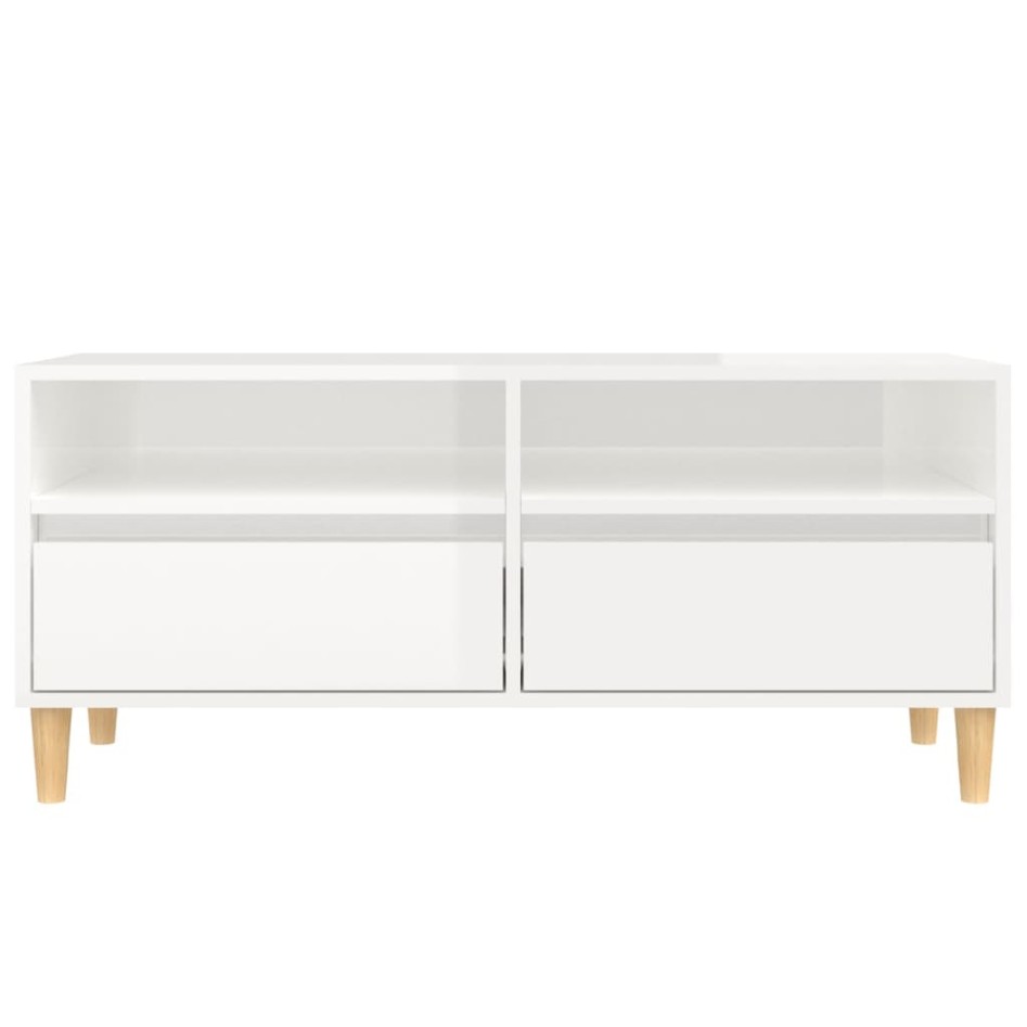 Mueble de TV madera contrachapada blanco brillo