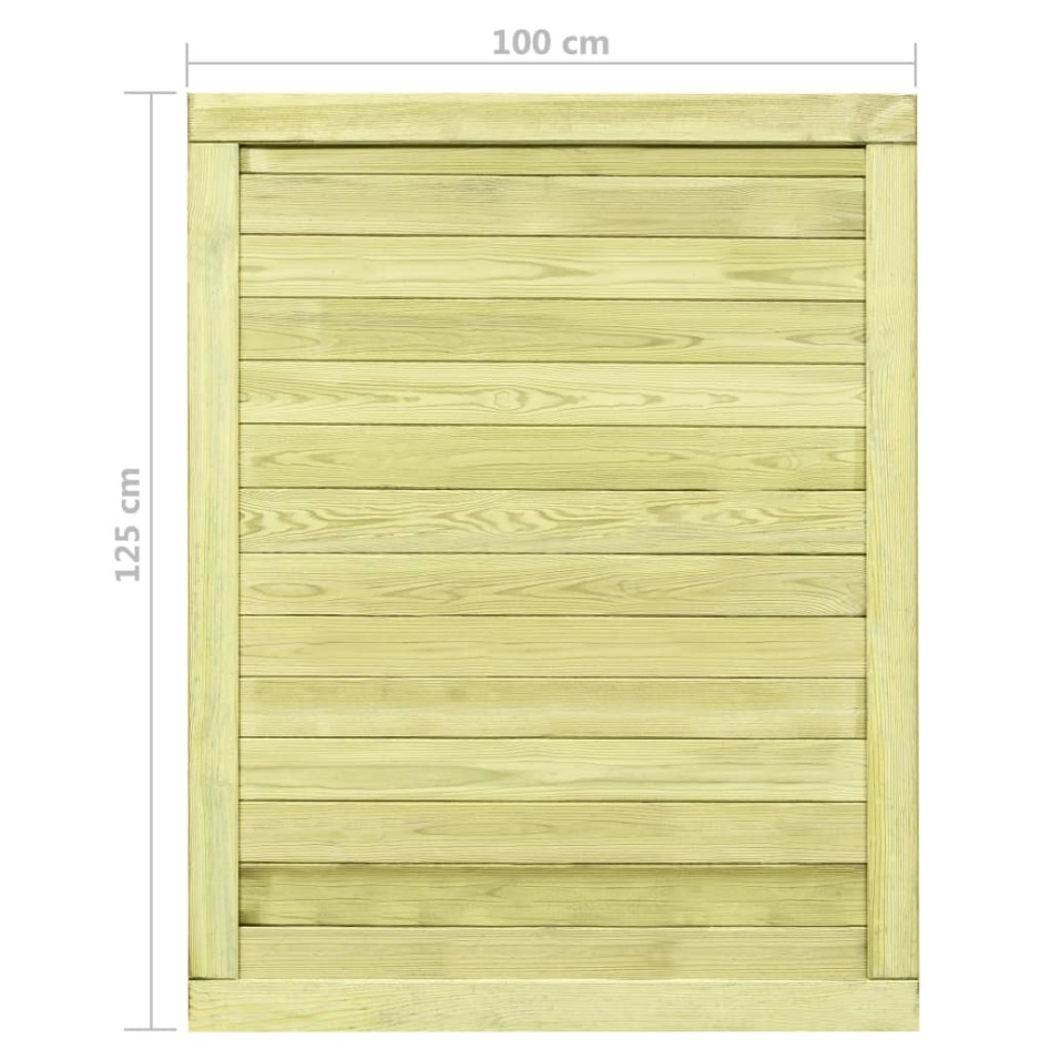 Puerta de valla de jardín madera pino impregnada 125x100