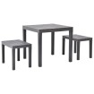 Mesa de jardín con 2 bancos plástico marrón