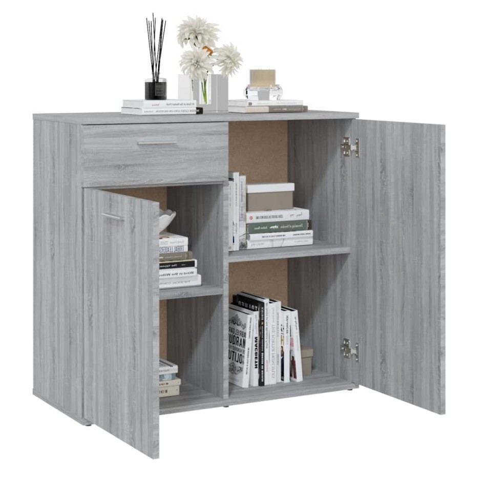 Aparador de madera contrachapada gris Sonoma 80x36x75