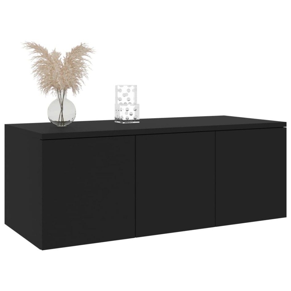 Mueble para TV madera contrachapada negro 80x34x30