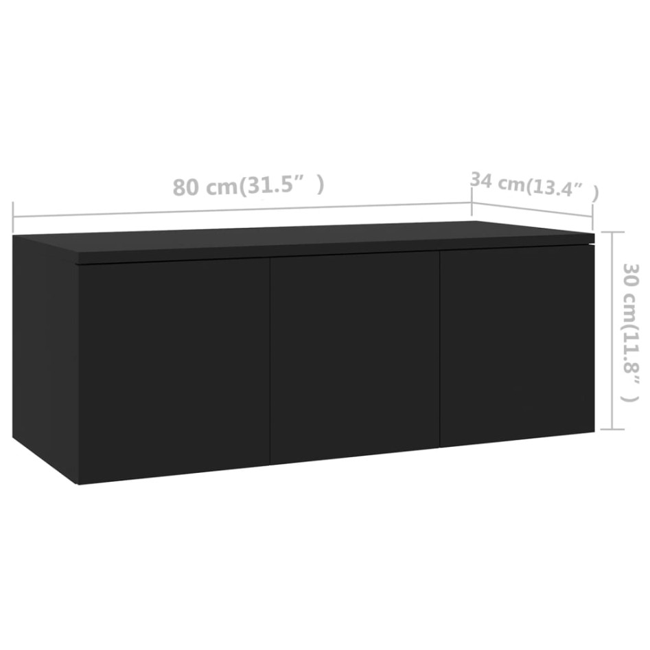 Mueble para TV madera contrachapada negro 80x34x30
