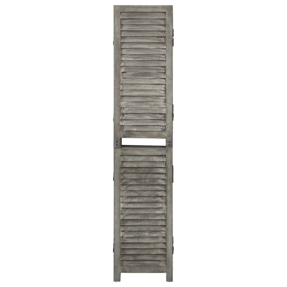 Biombo de 4 paneles de madera maciza gris 143x166