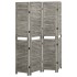 Biombo de 4 paneles de madera maciza gris 143x166