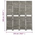Biombo de 4 paneles de madera maciza gris 143x166
