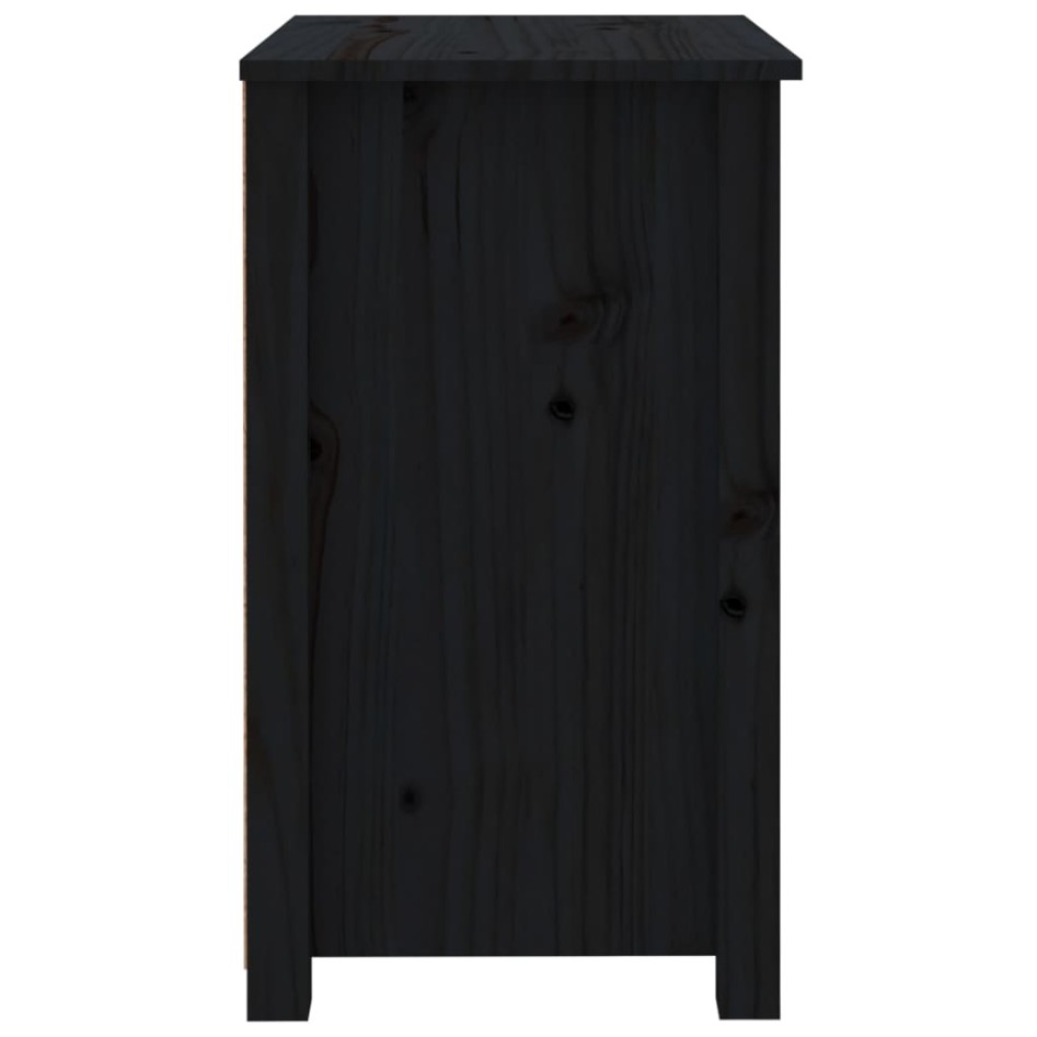 Mesita de noche madera maciza de pino negra 50x35x61,5