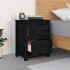 Mesita de noche madera maciza de pino negra 50x35x61,5