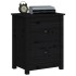 Mesita de noche madera maciza de pino negra 50x35x61,5