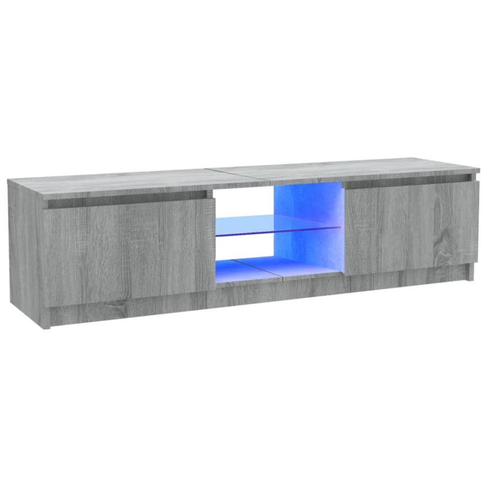 Mueble de TV con luces LED gris Sonoma 120x30x35,5