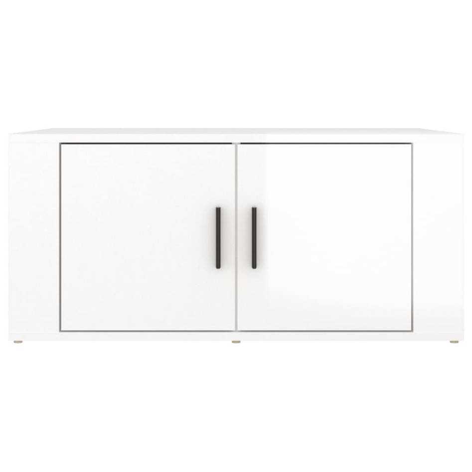 Mesa de centro madera contrachapada blanco brillo 80x50x36