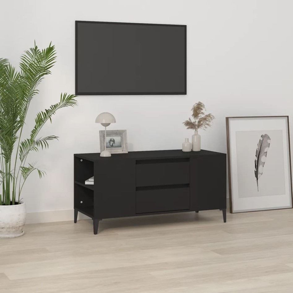 Mueble para TV madera contrachapada negro 102x44,5x50