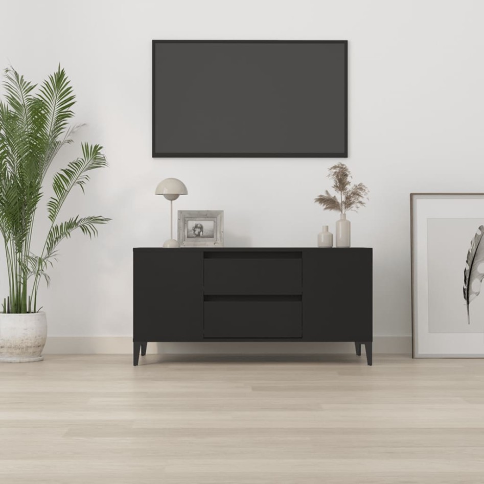 Mueble para TV madera contrachapada negro 102x44,5x50