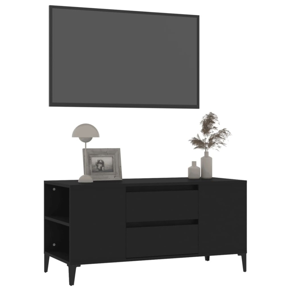 Mueble para TV madera contrachapada negro 102x44,5x50