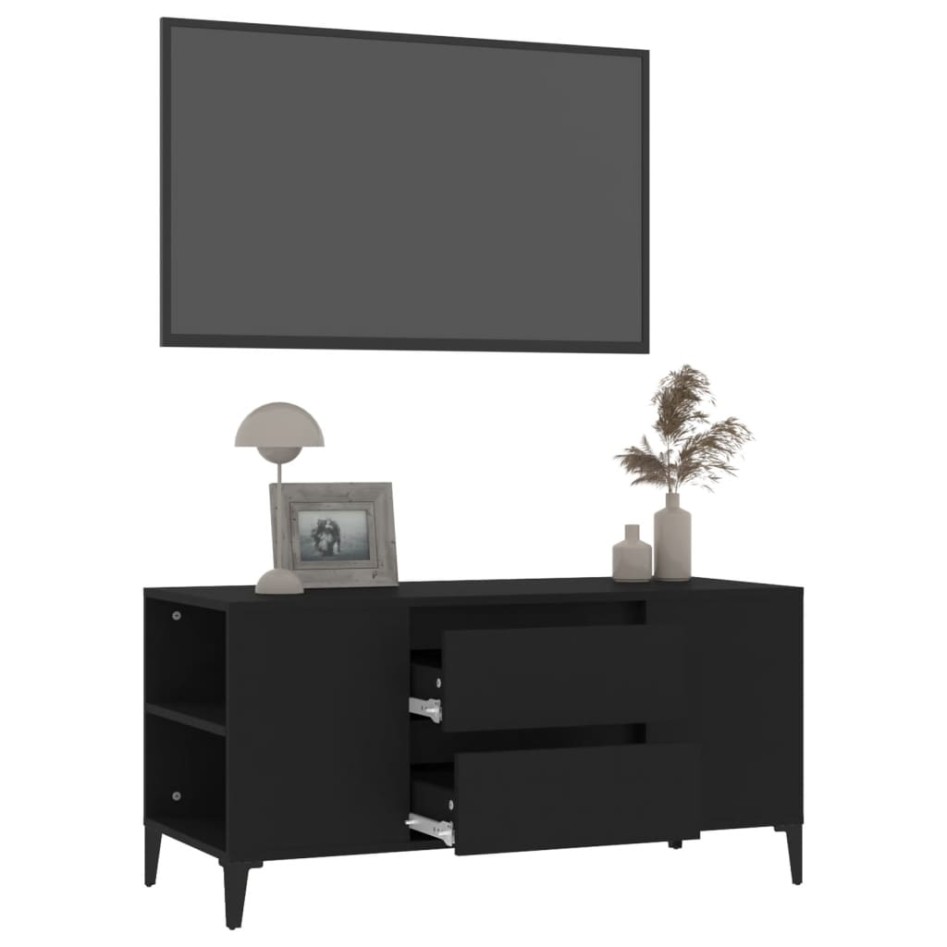 Mueble para TV madera contrachapada negro 102x44,5x50