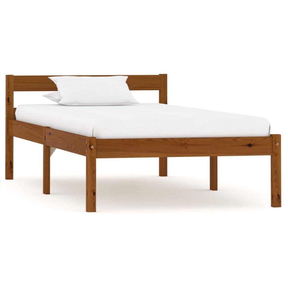 Estructura cama sin colchón madera pino marrón miel 100x200