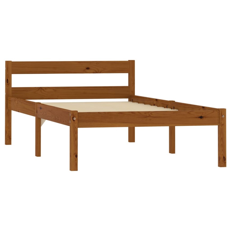 Estructura cama sin colchón madera pino marrón miel 100x200