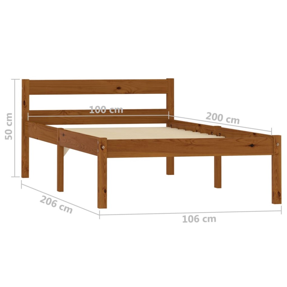 Estructura cama sin colchón madera pino marrón miel 100x200