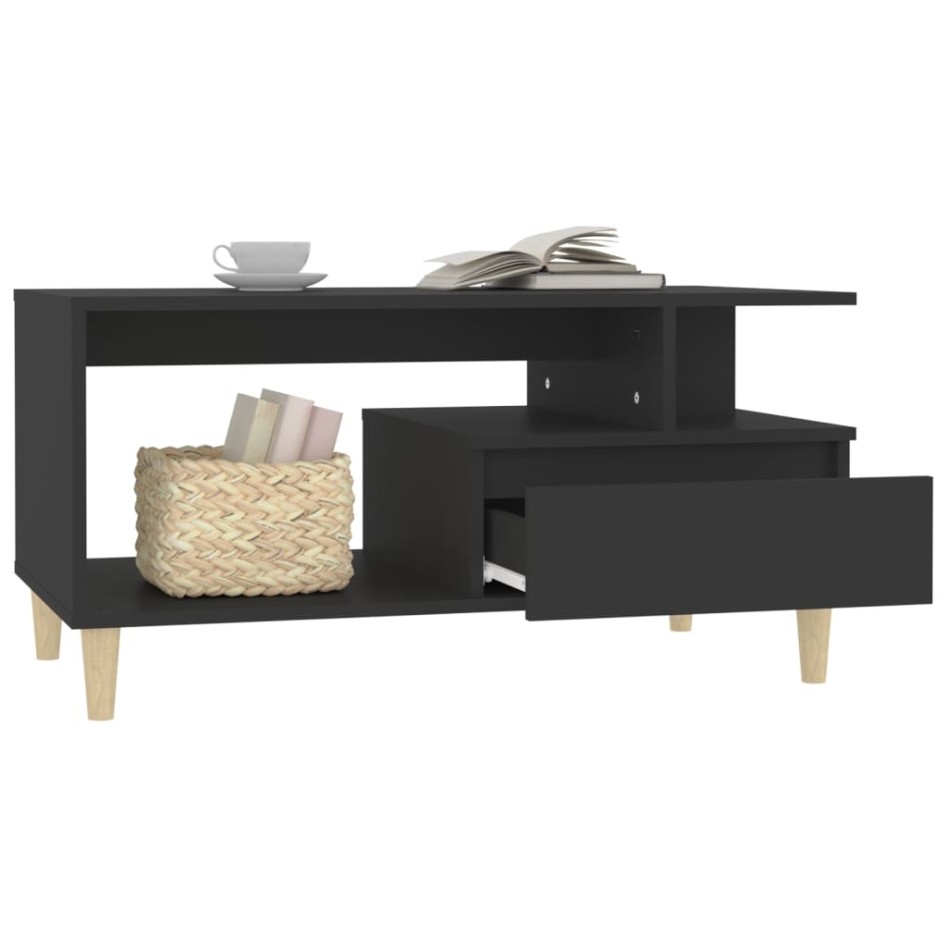 Mesa de centro madera contrachapada negro 90x49x45
