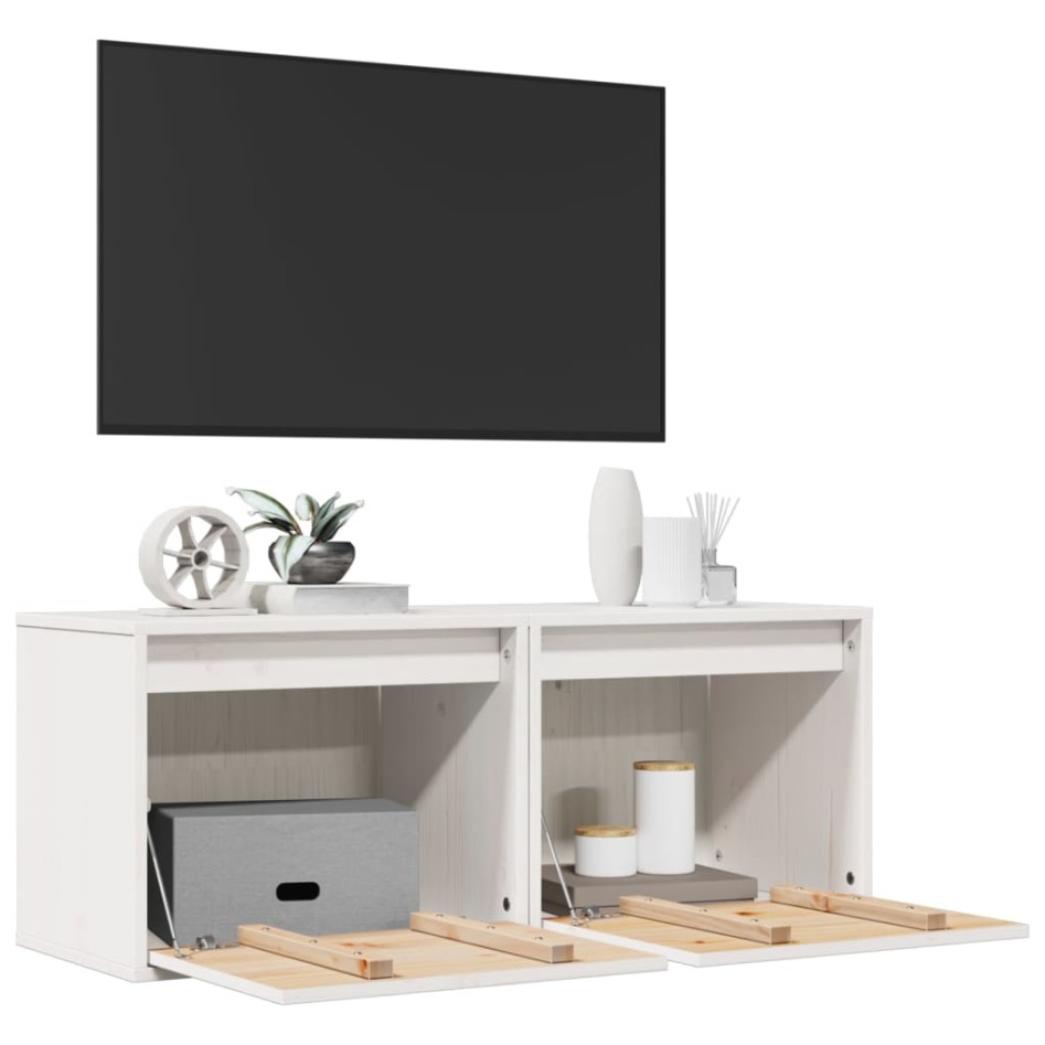 Armarios de pared 2 uds madera maciza pino blanco 45x30x35