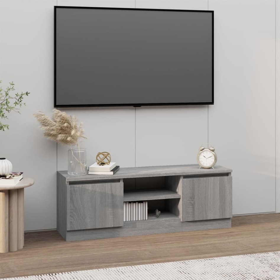 Mueble de TV con puerta gris Sonoma 102x30x36