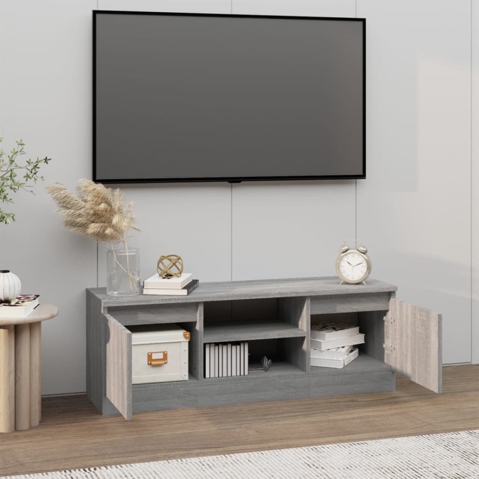 Mueble de TV con puerta gris Sonoma 102x30x36