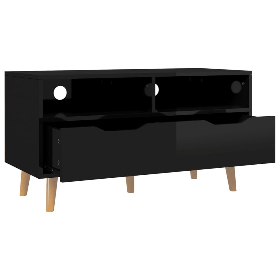 Mueble de TV madera de ingeniería negro brillo 90x40x48,5