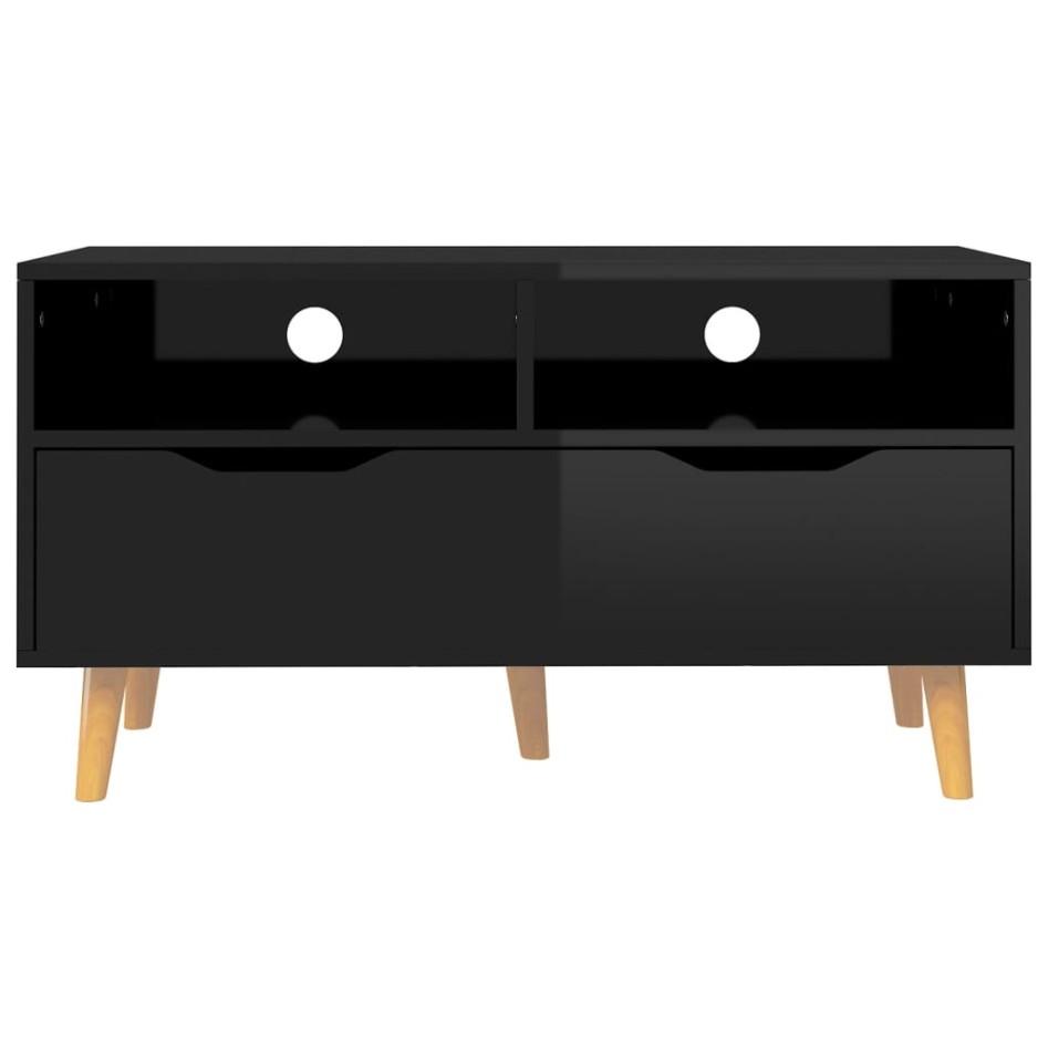 Mueble de TV madera de ingeniería negro brillo 90x40x48,5